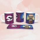 Caneca Decorada Terror Estampa 2 em Porcelana para Café Chá e Chocolate Quente Preto 325ml
