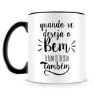 Caneca Deseje o Bem Preta - Porcelana Personalizada com Frase Inspiradora Caneca Deseje o Bem Preta - Porcelana Personalizada com Frase Inspiradora