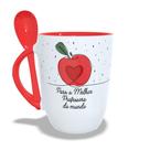 Caneca Dia dos Professores com Colher Interior e Alça Vermelho Para Melhor Professora - Com Nome Caneca Dia dos Professores com Colher Interior e Alça Vermelho Para Melhor Professora - Com Nome