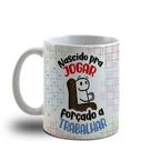 Caneca Divertida Flork Dia dos Pais de Porcelana- Nascido Pra Jogar Forçado a Trabalhar