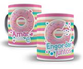 Caneca Divertida Namorados Amar É Engordar