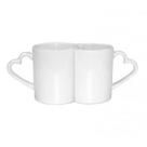 Caneca dupla alça de coração branca para sublimação