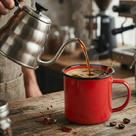 Caneca Esmaltada 350ml Grande Chá Café Vermelha Cozinha Metal Ferro Agate Retro Antiga Gourmet Lisa
