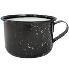 Caneca Esmaltada Grande Leiteira 600ml Caneca Rustico Preta
