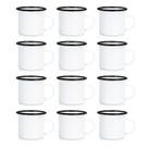 Caneca esmaltada MAIKESUB 350 ml Caneca de metal para acampamento com borda preta