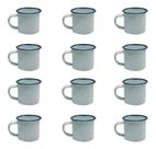Caneca Esmaltada Retro 150ml Branca Vintage Jogo 12 Pcs