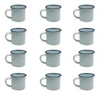 Caneca Esmaltada Retro 150ml Branca Vintage Jogo 12 Pcs
