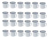 Caneca Esmaltada Retro 150ml Branca Vintage Jogo 24 Pcs