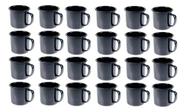 Caneca Esmaltada Retro 150ml Preta Vintage Jogo 24 Pcs