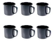 Caneca Esmaltada Retro 350ml Preta Vintage Jogo 6 Unidades