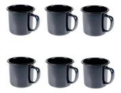 Caneca Esmaltada Retro 350ml Preta Vintage Jogo 6 Unidades