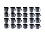 Caneca Esmaltada Retro 80ml Preta Vintage Jogo 36 Pcs
