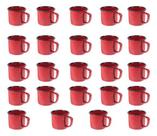 Caneca Esmaltada Retro 80ml Vermelha Vintage Jogo 24 Pcs