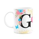 Caneca Floral Garden - Inicial do nome letra G - 325ml
