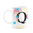 Caneca Floral Garden - Inicial do nome letra Q - 325ml