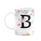 Caneca Floral - Inicial do nome letra B - 325ml