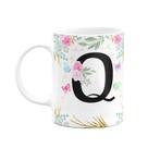 Caneca Floral - Inicial do nome letra Q - 325ml