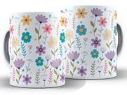 Caneca Flores Divertida Porcelana Xícara 325ml + Caixa Presente