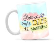 Caneca Floresça Divertida Porcelana Xícara 325ml + Caixa Presente