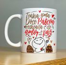 Caneca Flork Casal Namorados Chocolate Páscoa Cerâmica 325ml