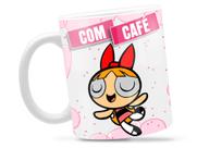 Caneca Florzinha Com Café Divertida Porcelana Xícara 325ml + Caixa Presente