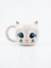 Caneca Gatinho 3D Branca Olho Azul 300 ml Fofa para Café, Chá e Chocolate Quente Presente