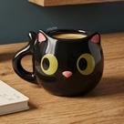 Caneca Gato Curioso Desconfiado Preto Cerâmica 350ml Canecas Diferentes