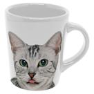 Caneca Gato Tigrado Cinza Ceramica 270ml
