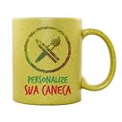 Caneca Glitter Dourado Personalizada de Porcelana para Presentear