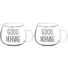 Caneca Good Morning Vidro Borossilicato 2 Pçs 380ml - Dynasty Caneca Good Morning Vidro Borossilicato 2 Pçs 380ml - Dynasty