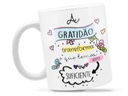 Caneca Gratidão Divertida Porcelana Xícara 325ml + Caixa Presente