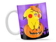 Caneca Halloween Pikachu Divertida Porcelana Xícara 325ml + Caixa Presente
