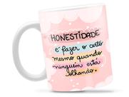 Caneca Honestidade Divertida Porcelana Xícara 325ml + Caixa Presente