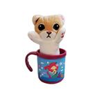 Caneca Infantil Café Chá 200ml + Chaveiro de Gato Presente