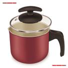 Caneca Leiteira 12cm Antiaderente Com Tampa Vidro Cereja