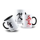 Caneca Live Laugh Love Viva Sorria Ame Kanji Japonês 325mL