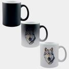 Caneca Mágica Fosca Muda de Cor 325ml LOBO BRANCO DESENHO CABECA