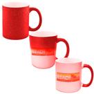 Caneca Mágica Glitter Vermelha de Porcelana 325ml Beach Tennis Comprido