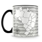Caneca Mapa do Brasil Para Colorir - Criativa e Educativa (Preto)