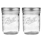 Caneca Mason Jars Ball Wide Mouth 473 ml com tampas e faixas, pacote com 2