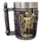 Caneca Medieval Artesanal Anjo Geek 3D em Resina Copo em Aço Inox Grande Térmico 600ML