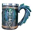 Caneca Medieval Artesanal Asas de Dragão Geek 3D em Resina Copo em Aço Inox Grande Térmico Chopp Ce