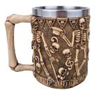 Caneca Medieval Artesanal Cartola Caveira Geek 3D em Resina Copo em Aço Inox Grande Térmico 400ML