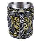 Caneca Medieval Artesanal Simbolo Solar 3D em Resina Copo em Aço Inox Grande Térmico Chopp 400ML