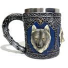 Caneca Medieval Lobo em Resina Colorida Inox - 400ML