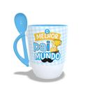 Caneca Melhor Pai do Mundo com Colher Interior e Alça Azul Caneca Melhor Pai do Mundo com Colher Interior e Alça Azul
