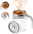 Caneca Mixer Automática 380ml Magnética com Tampa Mistura Café e Shake 2 Pilhas AAA Inox Premium