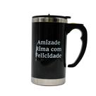 Caneca Mixer Misturadora Inox 450ml Tampa Pilha Preto