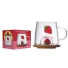 Caneca Morango Borossilicato 3D Com Base