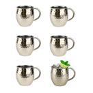 Caneca Moscow Mule Martelada Inox Dourado Velho 580ml Bar Drink 6un
